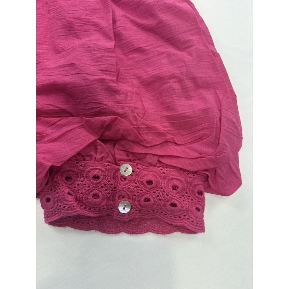 NWT House of Harlow 1960 Puff Sleeves Cotton Blouse, Pink, Women's Large - Picture 6 of 14